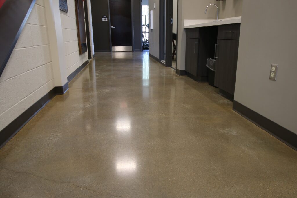 Hallway with stained concrete