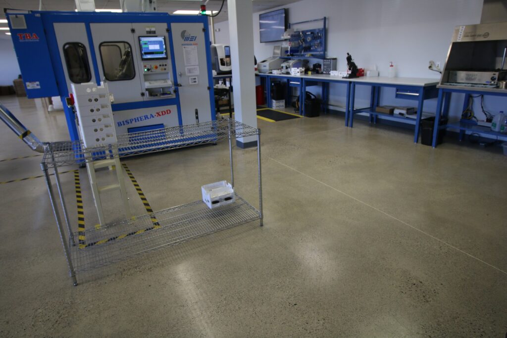 Concrete floor in lab with polished concrete