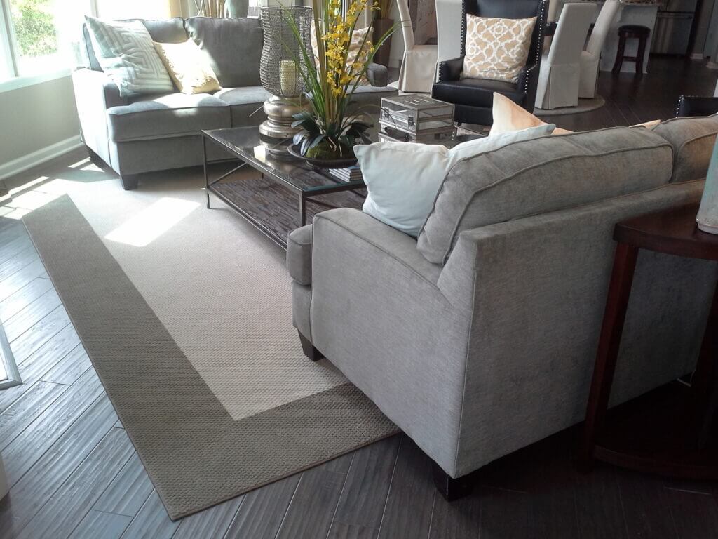 Custom rug in living room