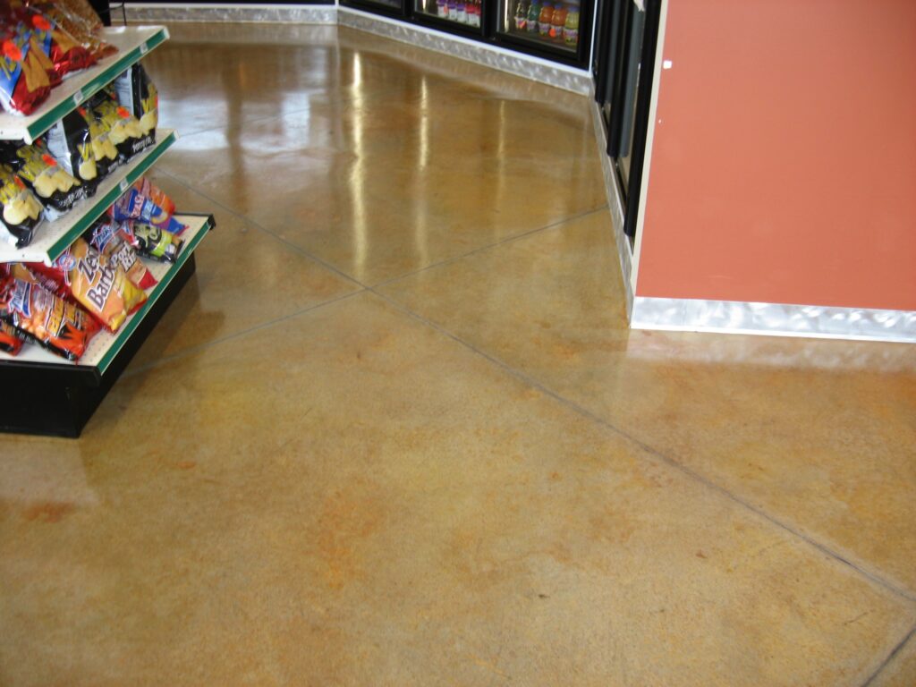 Gas station stained concrete floor