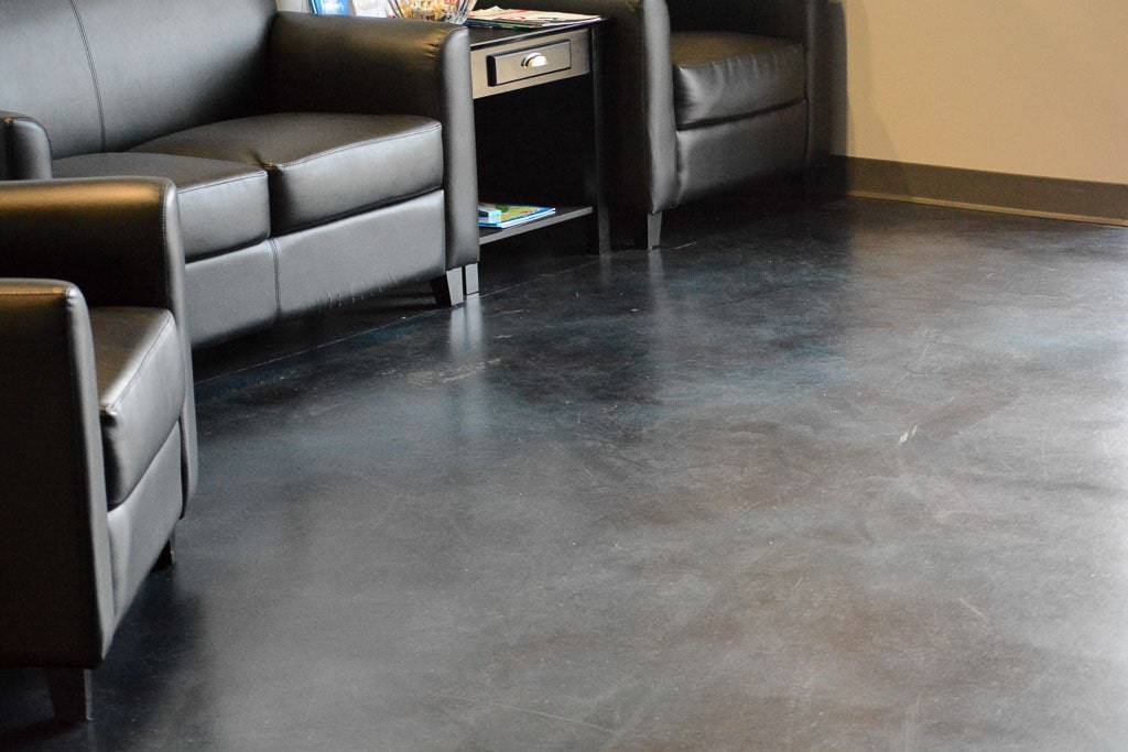 Lobby with stained matte concrete