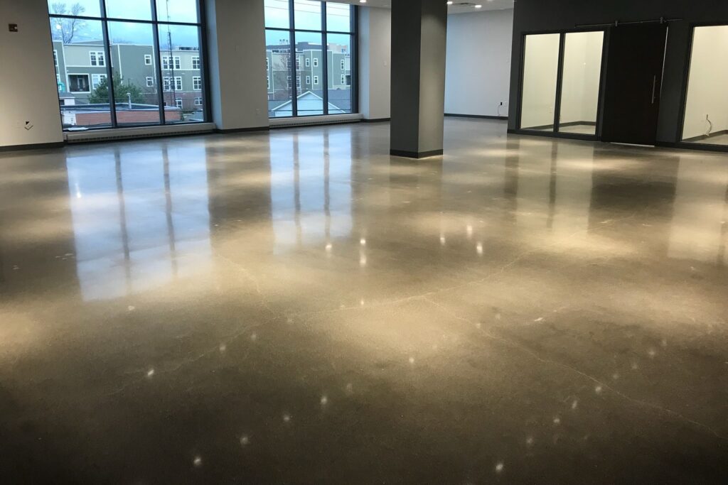Polished concrete floor in office space